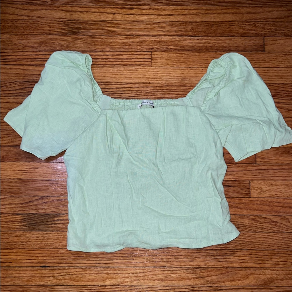 Medium Abercrombie and Fitch Mint Green Puff Sleeve Crop Top